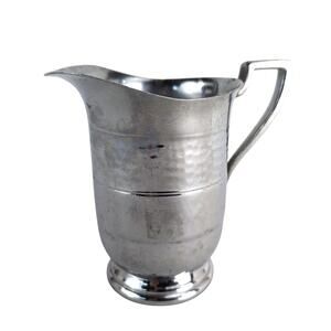 Vintage Krome Kraft Creamer Farber Bros New York Silver Chrome Hammered 4" Tall